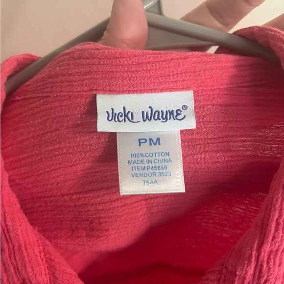 Vintage Vicki Wayne Pink Crinkle Top - Petite Medium - 100% cotton - Picture 1 of 6